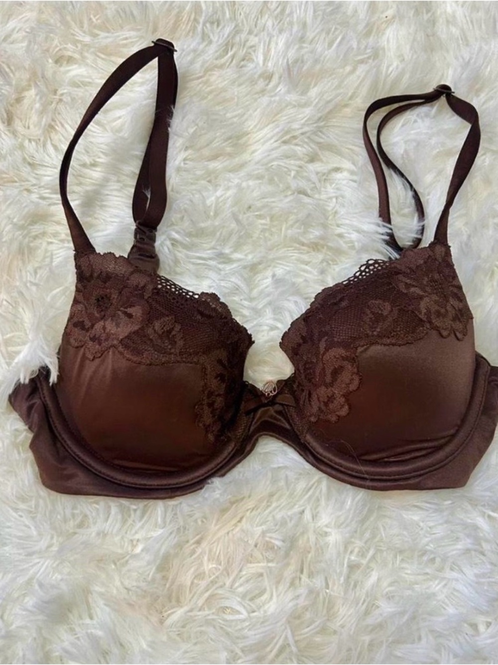 brown lace victoria’s secret push-up balconette bra 🧸